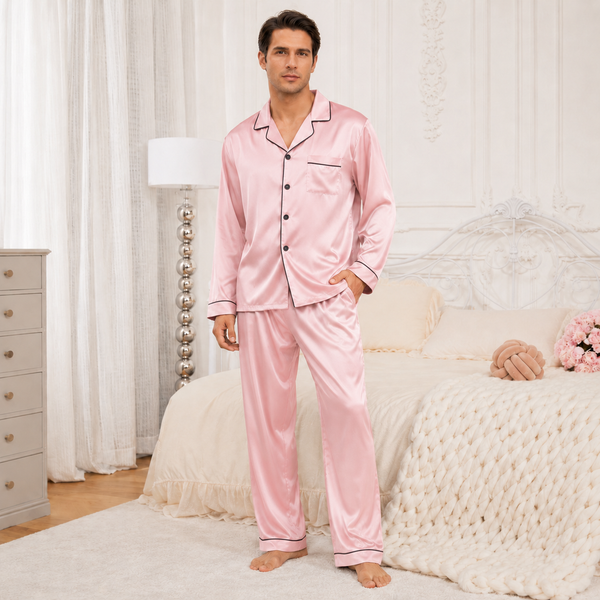 RESTORA Men's Satin Lounge Pajama Set