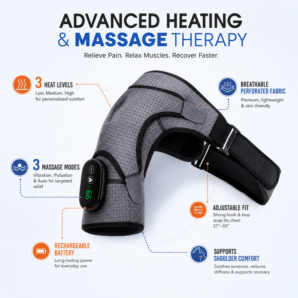 RESTORA Heated Shoulder Wrap with Massage Panel