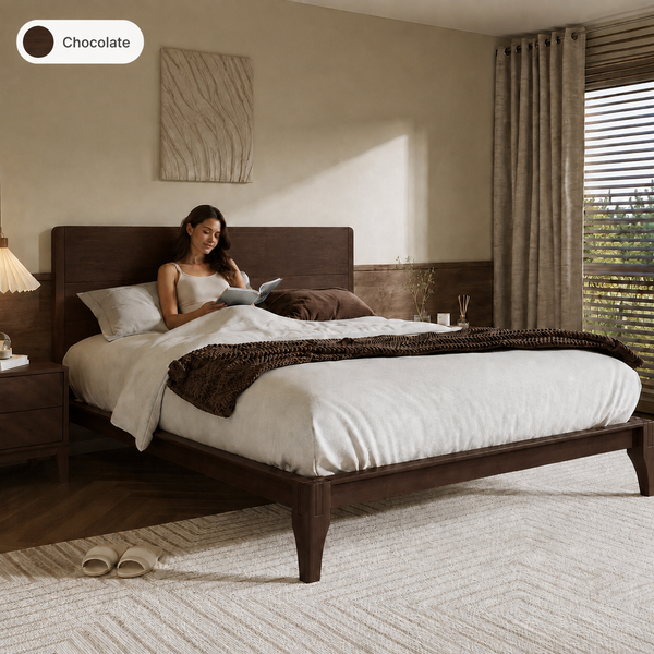 RESTORA Queen Japanese Joinery Bamboo Bed Frame - Signature Edition with Headboard
