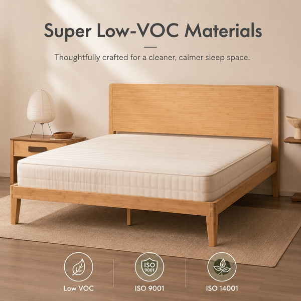 RESTORA Japanese Joinery Bamboo Bed Frame with Headboard - Queen