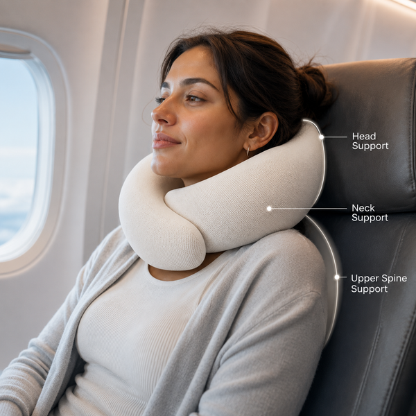 RESTORA Travel Neck Pillow – Memory Foam Neck Support Pillow for Flights & Travel
