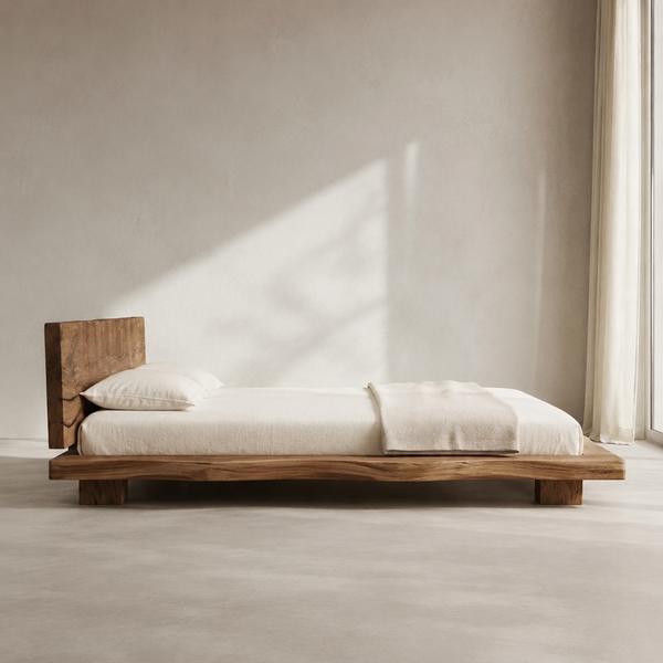 RESTORA Natural Artisan Wood Bed Frame – Horizon Cut