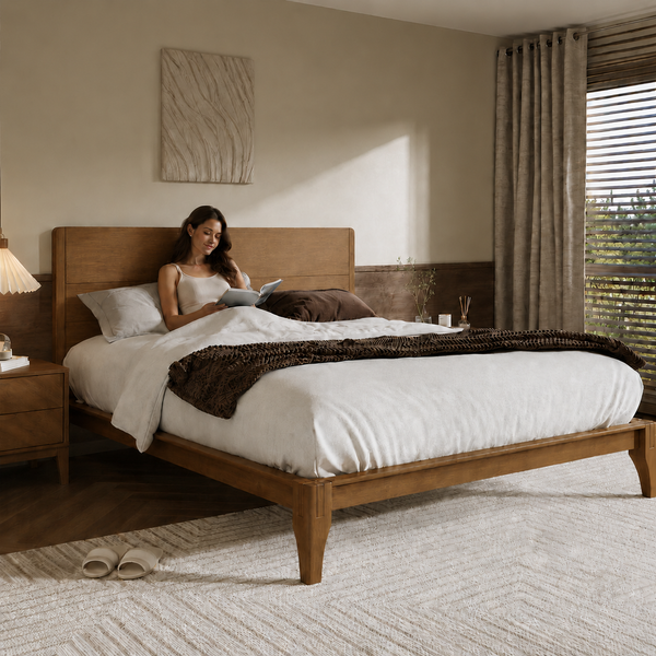 RESTORA Queen Japanese Joinery Bamboo Bed Frame - Signature Edition with Headboard