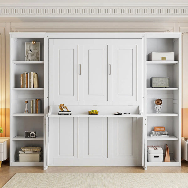 RESTORA Murphy Bed with Desk & Bookshelves - Full Size