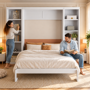 RESTORA Murphy Bed with Desk & Bookshelves - Full Size