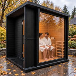 RESTORA Black Outdoor Sauna with Electric Heater – 4–6 Person