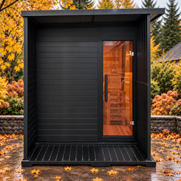 RESTORA Black Outdoor Sauna with Electric Heater – 4–6 Person