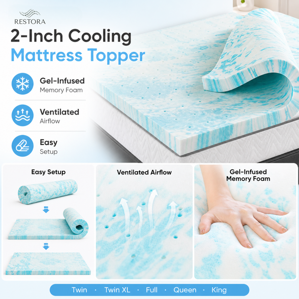 RESTORA 2-Inch Cooling Mattress Topper