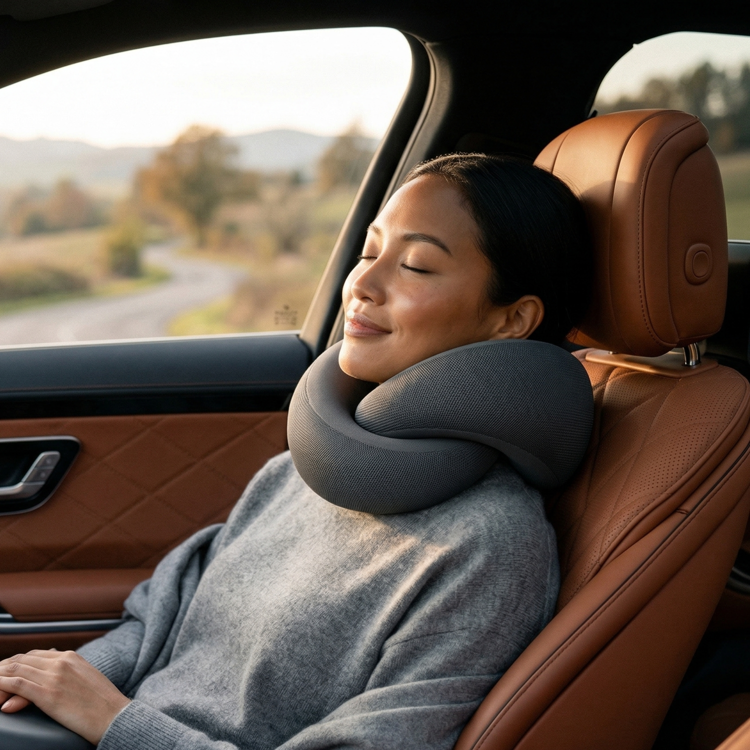 RESTORA Travel Neck Pillow in use