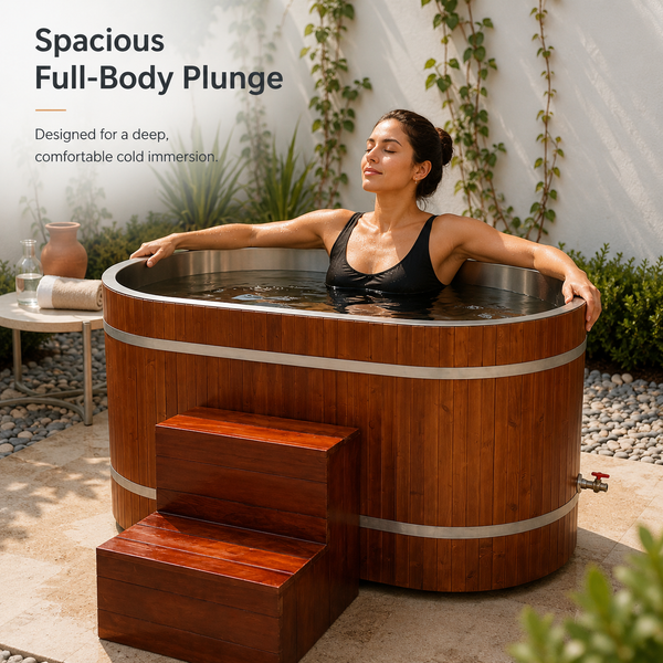 RESTORA Red Cedar Full Body Cold Plunge - with Chiller and Insulated Cover