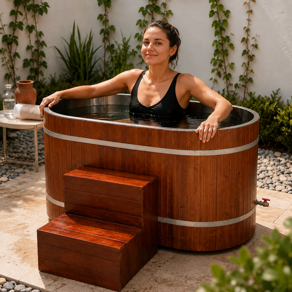 RESTORA Red Cedar Full Body Cold Plunge - with Chiller and Insulated Cover