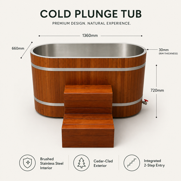 RESTORA Red Cedar Full Body Cold Plunge - with Chiller and Insulated Cover