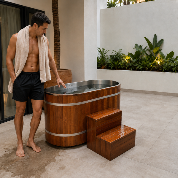 RESTORA Red Cedar Full Body Cold Plunge - with Chiller and Insulated Cover