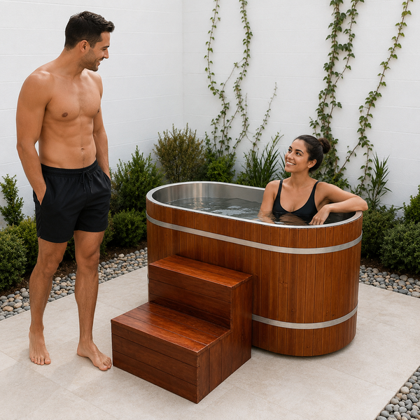 RESTORA Red Cedar Full Body Cold Plunge - with Chiller and Insulated Cover