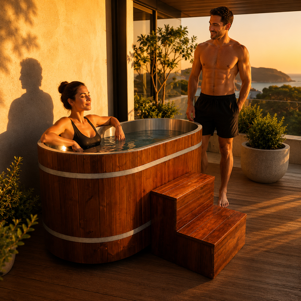 RESTORA Red Cedar Full Body Cold Plunge - with Chiller and Insulated Cover