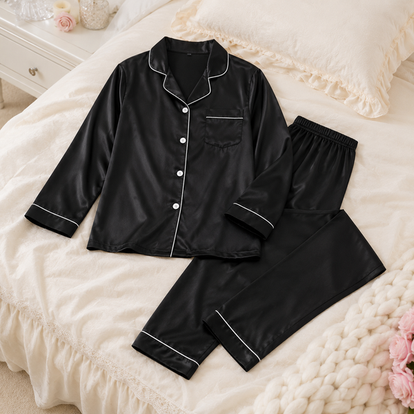 RESTORA Women's Satin Lounge Pajama Set