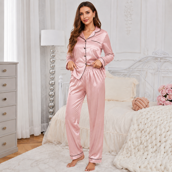 RESTORA Women's Satin Lounge Pajama Set