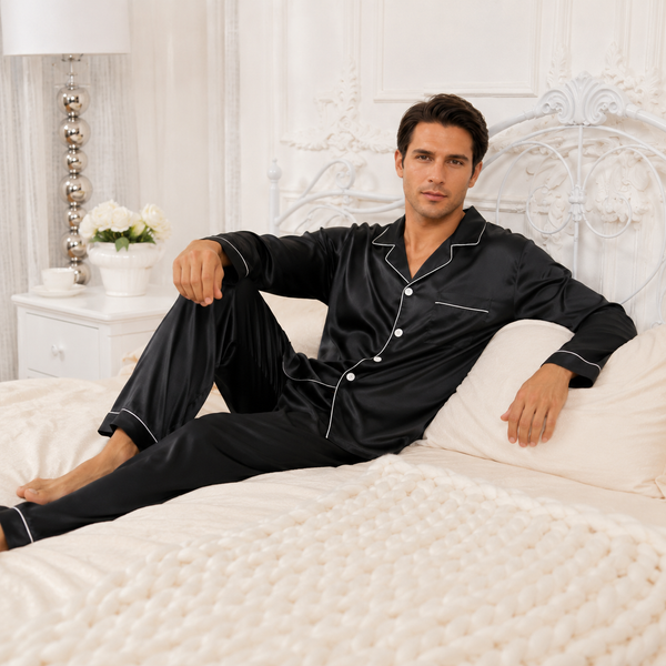 RESTORA Men's Satin Lounge Pajama Set