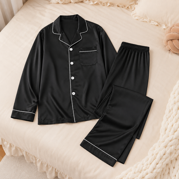 RESTORA Men's Satin Lounge Pajama Set