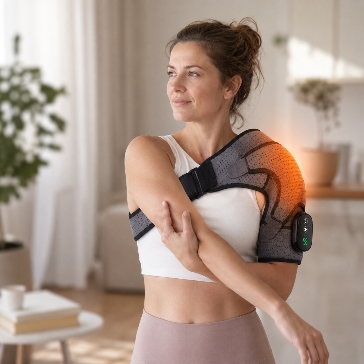 RESTORA Heated Shoulder Wrap lifestyle image