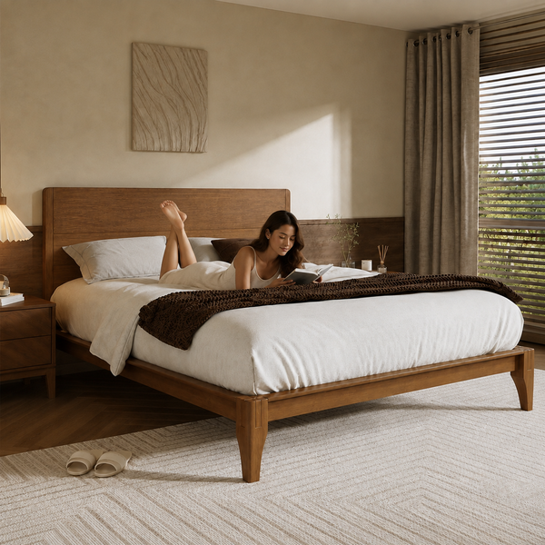 RESTORA Queen Japanese Joinery Bamboo Bed Frame - Signature Edition with Headboard