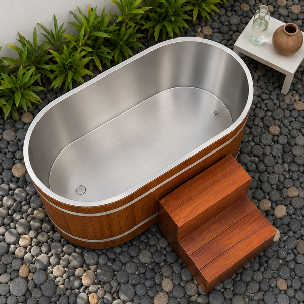 RESTORA Red Cedar Full Body Cold Plunge - with Chiller and Insulated Cover