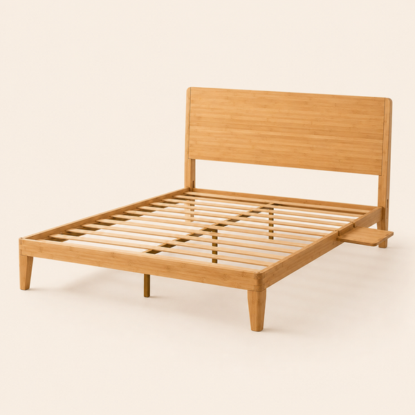 RESTORA Japanese Joinery Bamboo Bed Frame with Headboard - Queen
