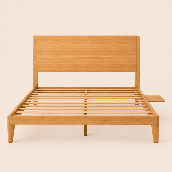 RESTORA Japanese Joinery Bamboo Bed Frame with Headboard - Queen