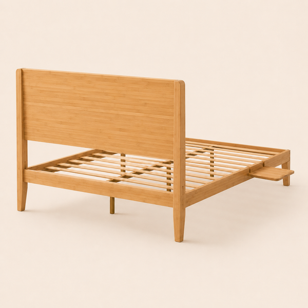 RESTORA Japanese Joinery Bamboo Bed Frame with Headboard - Queen