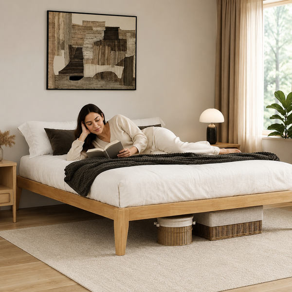 RESTORA Japanese Joinery Solid Wood Platform Bed Frame - Signature Queen Sized Collection