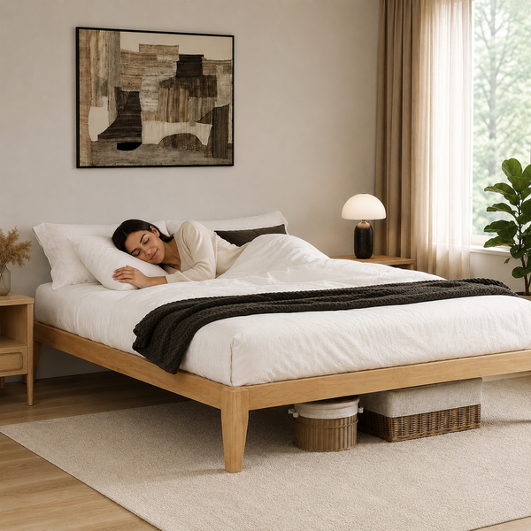 RESTORA Japanese Joinery Solid Wood Platform Bed Frame - Signature Queen Sized Collection