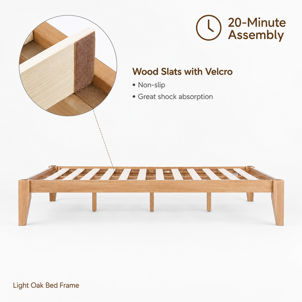 RESTORA Japanese Joinery Solid Wood Platform Bed Frame - Signature Queen Sized Collection