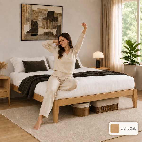 RESTORA Japanese Joinery Solid Wood Platform Bed Frame - Signature Queen Sized Collection