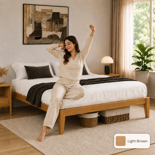 RESTORA Japanese Joinery Solid Wood Platform Bed Frame - Signature Queen Sized Collection