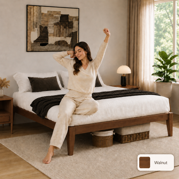 RESTORA Japanese Joinery Solid Wood Platform Bed Frame - Signature Queen Sized Collection