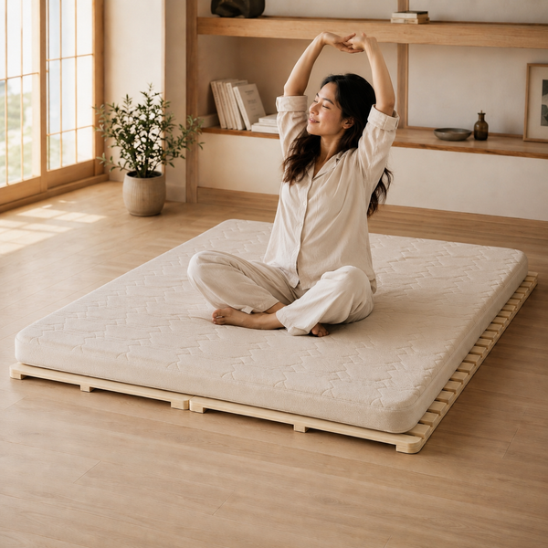 RESTORA Foldable Wooden Slat Bed Base — Solid Pine