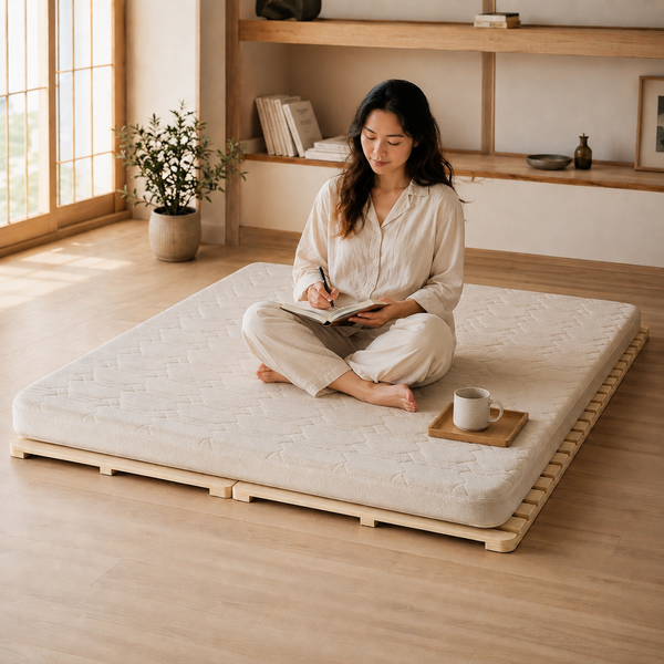 RESTORA Foldable Wooden Slat Bed Base — Solid Pine