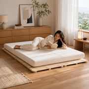 RESTORA Foldable Wooden Slat Bed Base — Solid Pine