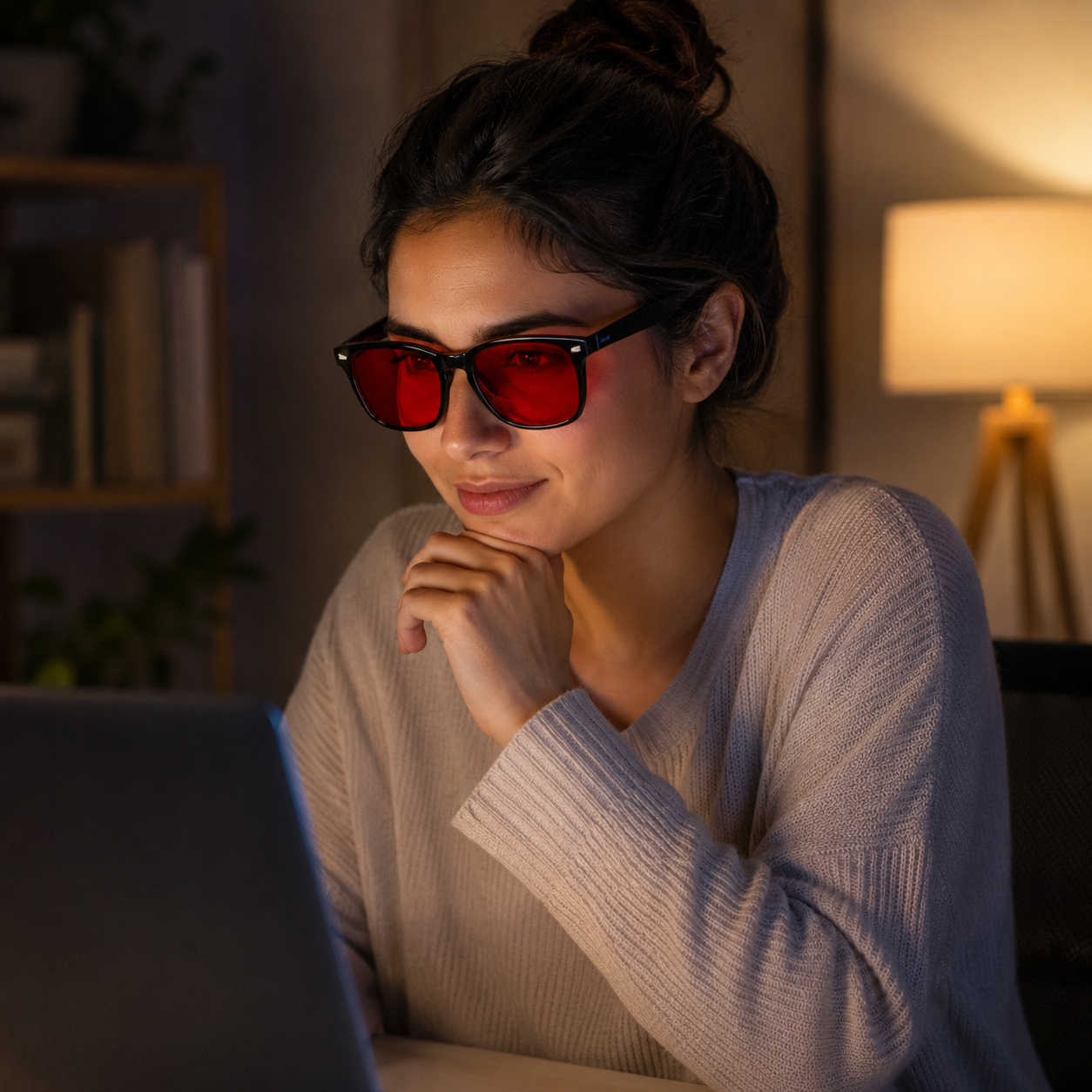 RESTORA Screen Comfort Glasses worn at a desk