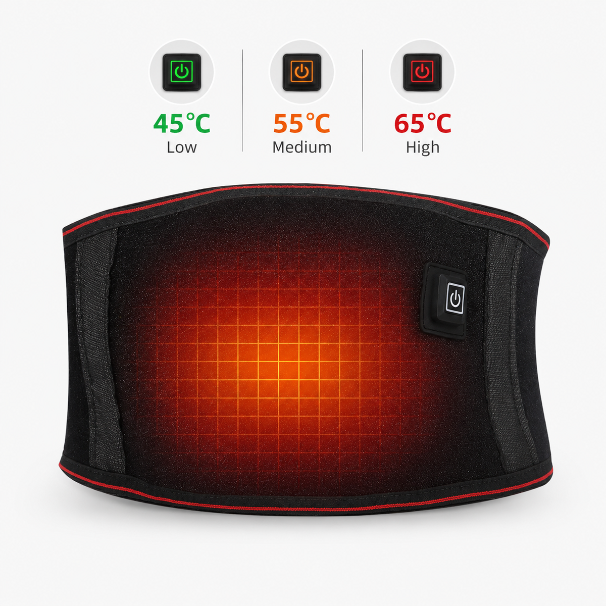 RESTORA Heated Waist Wrap heat setting lifestyle image