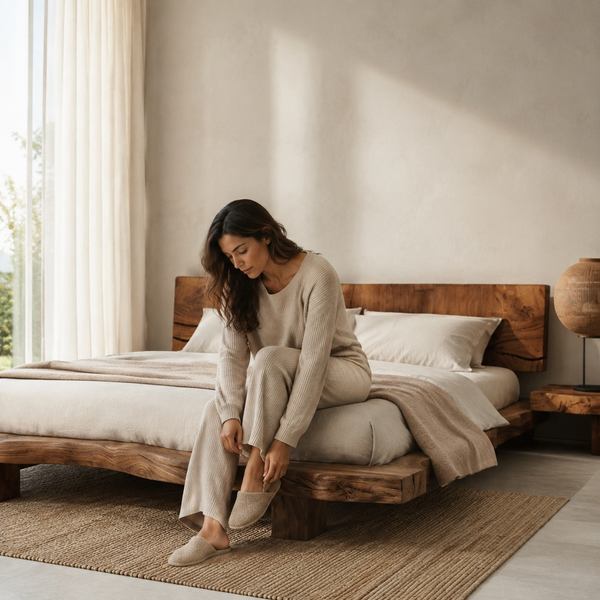 RESTORA Natural Artisan Wood Bed Frame – Horizon Cut