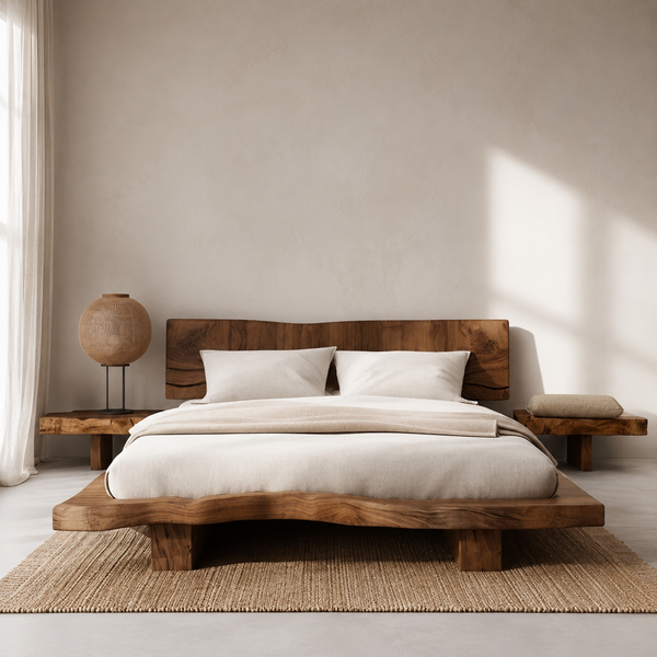 RESTORA Natural Artisan Wood Bed Frame – Horizon Cut
