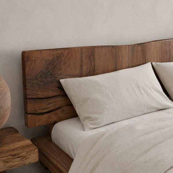 RESTORA Natural Artisan Wood Bed Frame – Horizon Cut