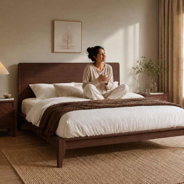 RESTORA Full Size Japanese Joinery Bamboo Bed Frame - Signature Edition with Headboard