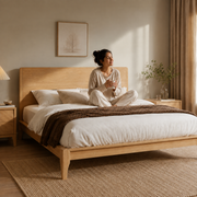 RESTORA Full Size Japanese Joinery Bamboo Bed Frame - Signature Edition with Headboard