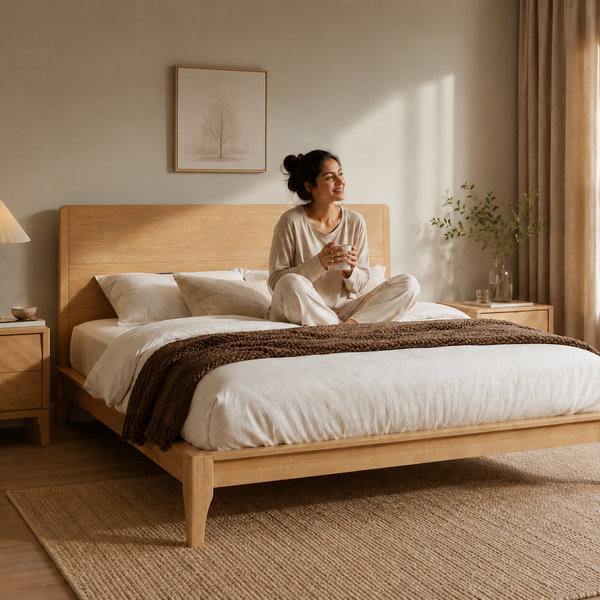 RESTORA Full Size Japanese Joinery Bamboo Bed Frame - Signature Edition with Headboard