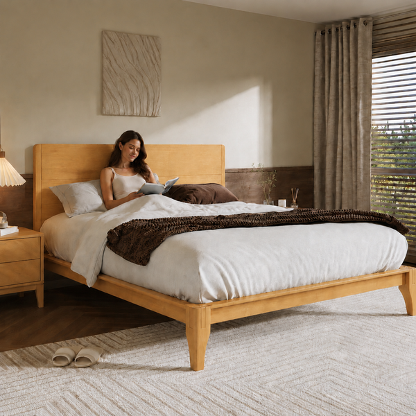 RESTORA Queen Japanese Joinery Bamboo Bed Frame - Signature Edition with Headboard