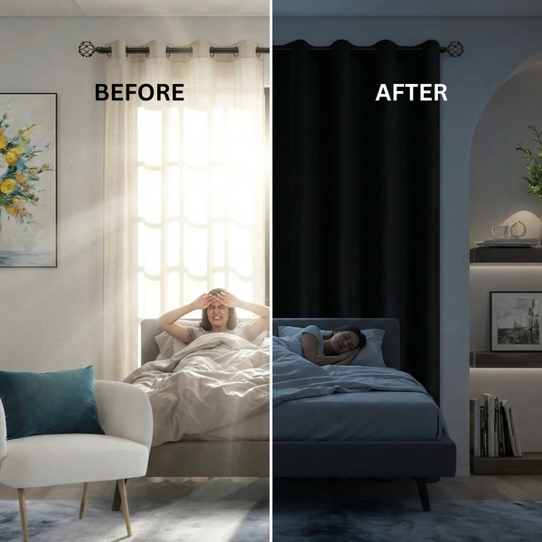 RESTORA Blackout Sleep Curtains – Privacy Drapes for a Darker, More Restful Bedroom (100cm)