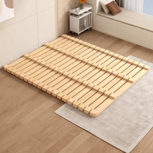 RESTORA Roll-Up Wooden Slat Bed Base — Solid Pine