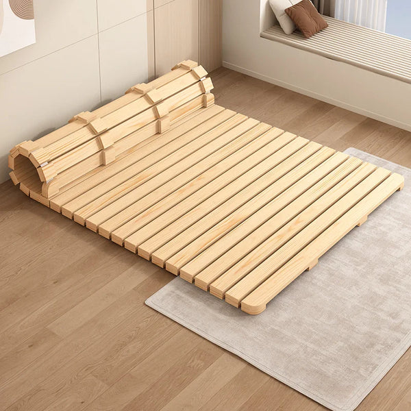 RESTORA Roll-Up Wooden Slat Bed Base — Solid Pine